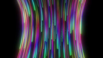 dati flusso tubo astratto tunnel vivace raggiante Linee curvo neon nastri pulse con arcobaleno colori ipnotizzante digitale evento immagini. piegare in un' futuristico portale, Tech presentazioni, musica video