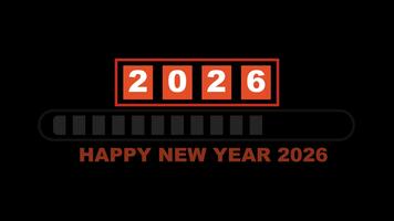 Lycklig ny år 2026 avslöja med minimalistisk framsteg bar på alfa kanal. 2026 ny år läser in animering med orange framsteg bar, modern digital nedräkning för fester och marknadsföring video