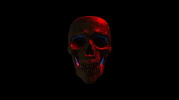 Glowing Skull Animation on Black Background Alpha channel. video