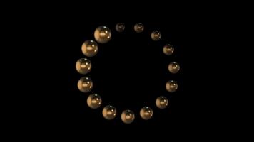 3d dourado ponto círculo Carregando animação em Preto fundo luxo ouro Carregando ciclo movimento gráfico video