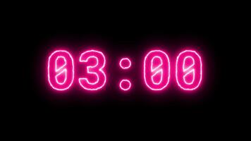 néon Rosa contagem regressiva 0 0 para 10 segundos animação em Preto fundo video