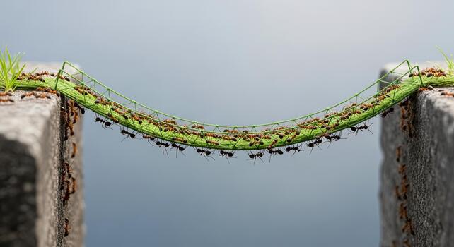 Ants Building a Bridge - Collaborative Effort and Teamwork in Nature. photo