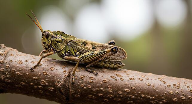 camuflado saltamontes encaramado en un rama en natural hábitat. foto