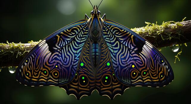 Exquisite Butterfly with Intricate Wing Patterns Perched on Branch. photo