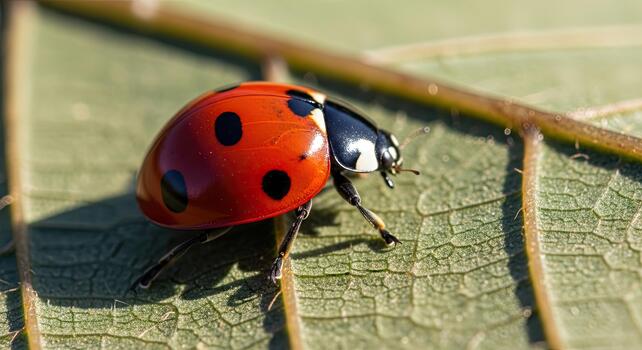 Ladybug on a Leaf - A Close-Up of Natures Beauty. photo