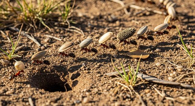 Scattered Seeds on Arid Ground - A Glimpse of Natures Resilience. photo