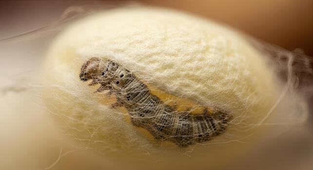 Silkworm Cocoon - A Close-Up of Natures Textile Factory. photo