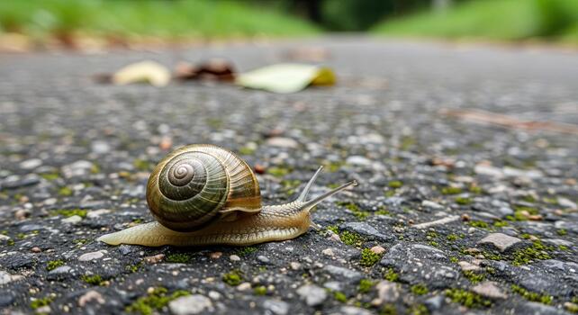 Snails Slow Journey - A Close-Up on the Road. photo