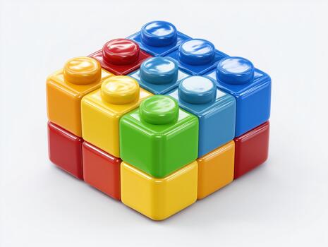 Colorful Plastic Building Blocks in 3D Rendered Style photo