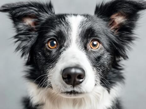 Border collie dog portrait looking directly at camera photo