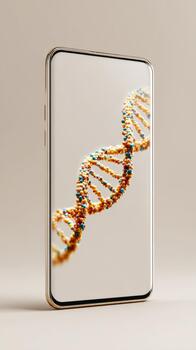 Smartphone displaying dna helix for genetic research photo