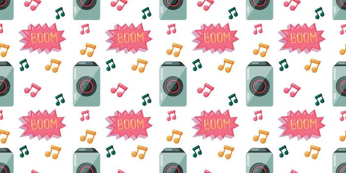 90s Style Speaker and Boom Pop Art Pattern vector