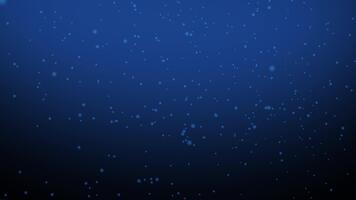 blå bokeh partiklar bakgrund. drivande blå partiklar flyter tvärs över en mörk Plats. suddig mjuk lysande bokeh effekt. 4k video