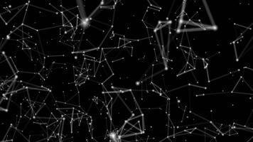 rör på sig vit plexus partikel på transparent bakgrund med alfa kanal. animerad digital teknologi plexus bakgrund med rader och prickar. begrepp av molekyler, data, artificiell intelligens. 4k video