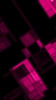 mörk geometrisk bakgrund med lysande rosa rader och fyrkant former, perfekt för cyberpunk teman, tech grafik, och webb banderoller. video