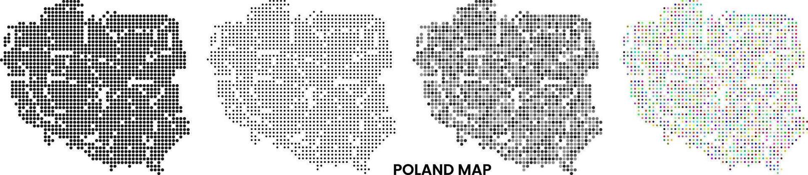 Poland map in dotted pattern with different colour and style of realistic border art with dot shape vector