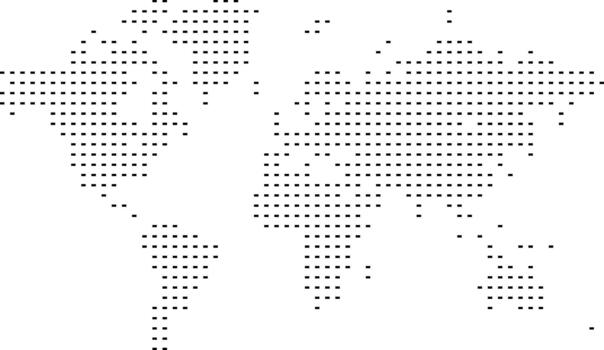 World map in rectangular horizontal pixel dotted shape vector