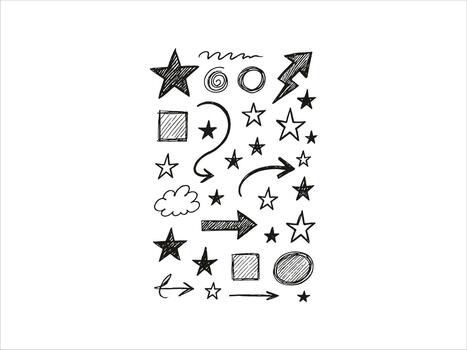 casual notebook scribble elements with stars vector