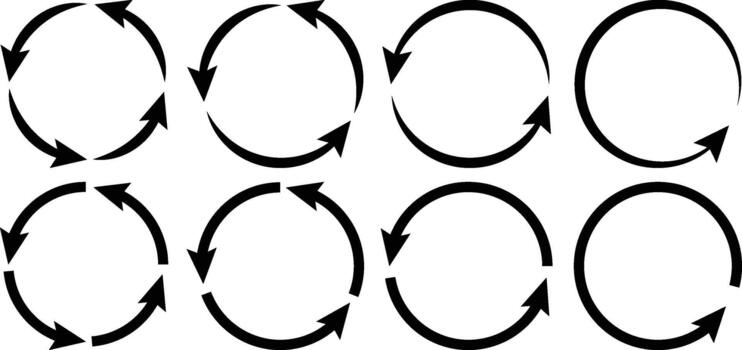 Circular Rotation Arrow Icons for Cycle Process and Refresh Direction vector