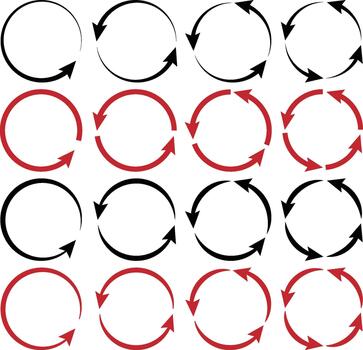 Circular Arrows Collection for Rotation Cycle and Process Direction vector