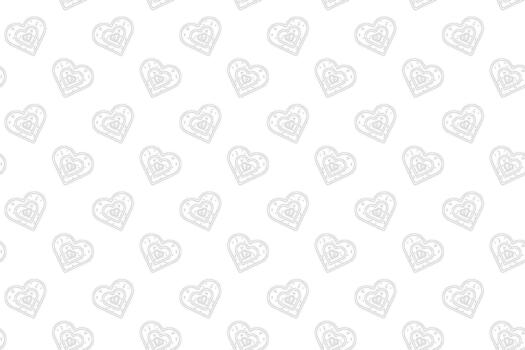 Seamless pattern of heart-shaped cookies with dotted inner hearts, outlined in black on white background. Diagonal layout. Monochrome festive design ideal for wrapping paper vector