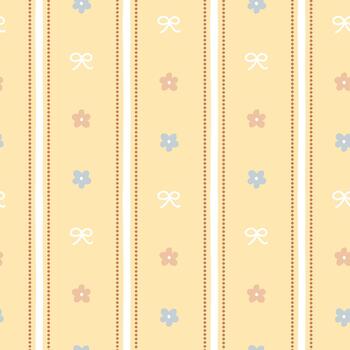 seamless minimal flower repeat pattern yellow background vector