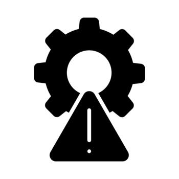 Gear with exclamation mark flat icon for apps and websites. vector