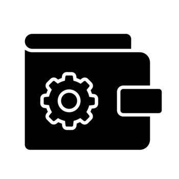 Wallet and gear icon image.Can also be used for banking, finance, business. Suitable for web apps, mobile apps and print media. vector