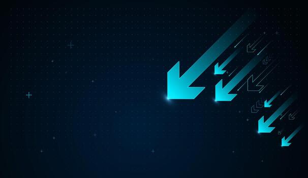 Glowing upward arrows emerge from a digital matrix, showcasing innovation, scalability, and future growth. Suitable for tech startups, AI topics, and high-performance visuals vector