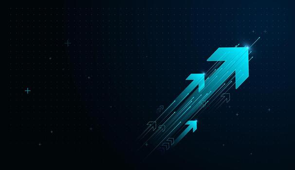 A dynamic tech bright blue arrows pointing upward, representing acceleration, digital transformation, and positive upward trends. Great for presentations vector