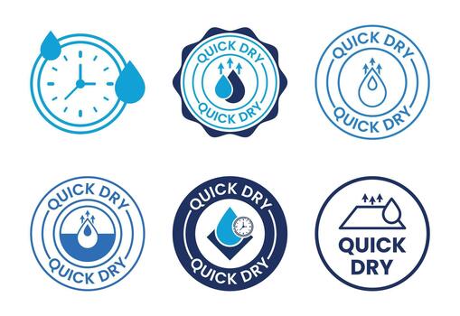 Quick Dry Material Property Icon Set for Fabrics and Textiles vector