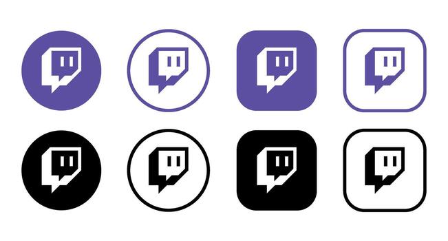 A collection of twitch logos in various styles and colors on a white background display of icons vector