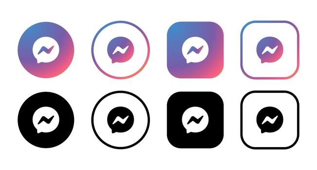 Various iterations of the messenger logo in different styles and color variations displayed vector