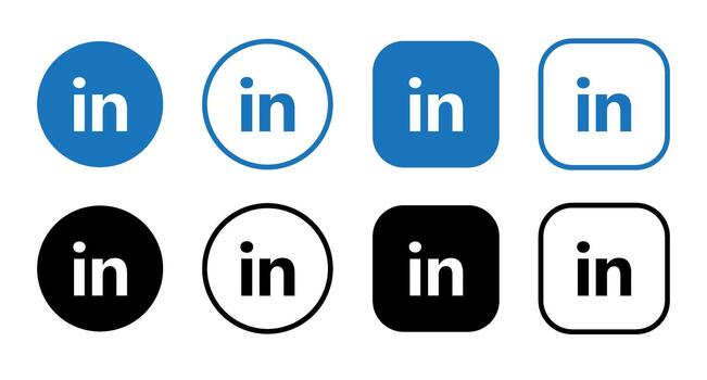 A collection of linkedin logos in different styles and colors on a white background displaying the logo vector