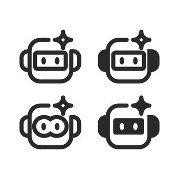 AI robot head clean icon with sparkle symbol vector
