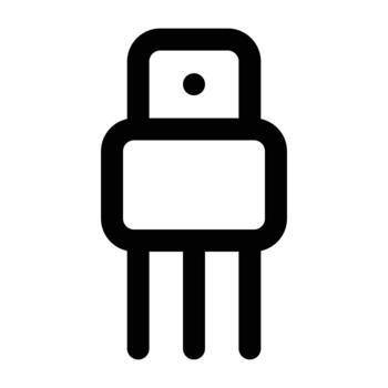 Minimal black transistor illustration suitable for electronics, circuits, and engineering visual needs. vector