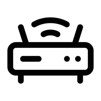 Black WiFi router illustration with signal waves. Suitable for internet connectivity, network diagrams, and digital communication themes. vector