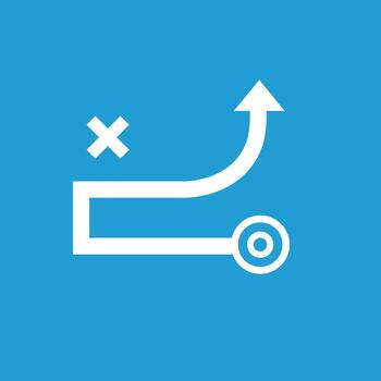 Strategic plan icon showing a path with a starting point, turn, and arrow vector