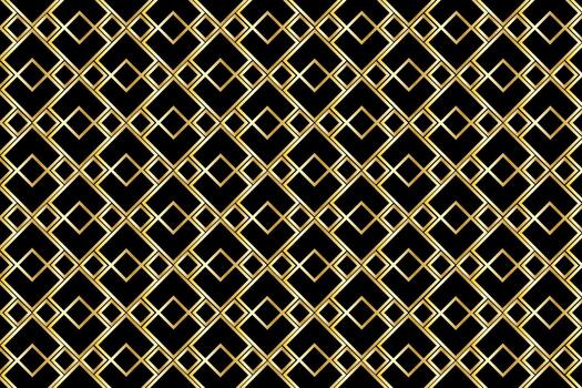 Gold repeating geometric line pattern on black background vector