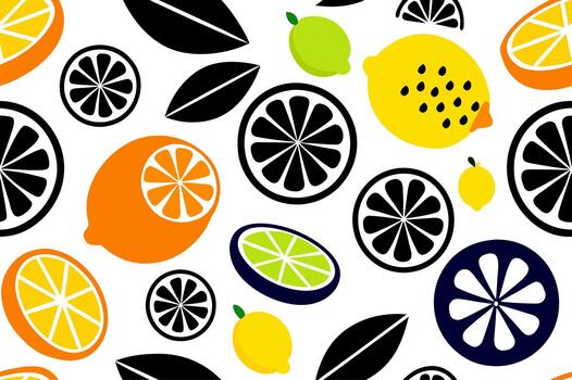 Citrus Fruit Pattern Lemons, Oranges, Limes Scalable Design vector
