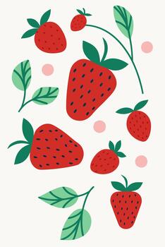 juguetón fresa modelo escalable plano diseño vector