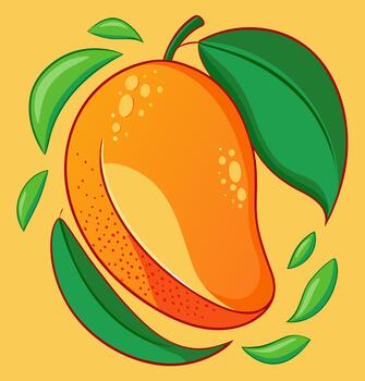 Mango Illustration with Dynamic Leaf Elements vector