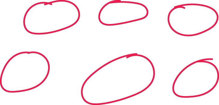 mano dibujado rojo círculos, Perfecto para destacando texto o agregando énfasis a tu diseños, ofrecimiento un juguetón y casual toque vector