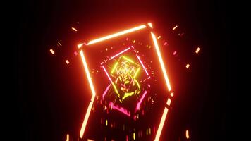 ruotato piazza neon giallo con rosso vj ciclo continuo animazione tunnel sfondo video