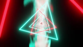 Rotated VJ loop show with neon red and cyan triangles video