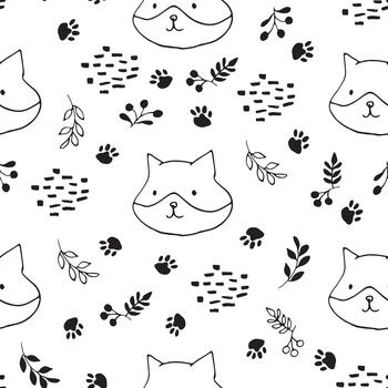 Cute fox characters in a joyful forest pattern vector