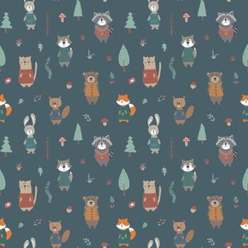 Forest critters in a playful seamless background vector