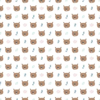 Repeating pattern of joyful cartoon beavers in nature vector