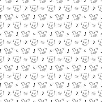 adorable repitiendo modelo de osos en bosque paisaje vector