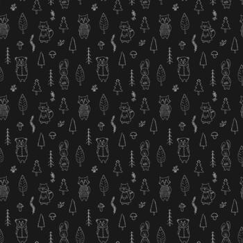 Seamless design with joyful forest characters vector